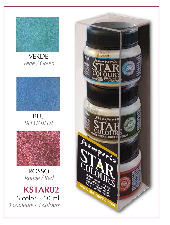 Stamperia Star Colours Vert Bleu Rouge